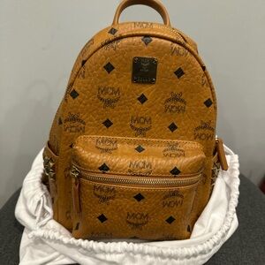 MCM Cognac Logo Backpack